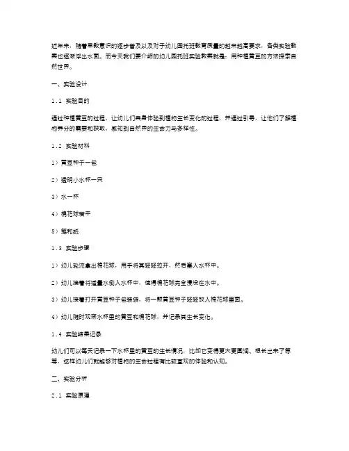 幼儿园托班实验教案：用种植黄豆的方法探索自然世界