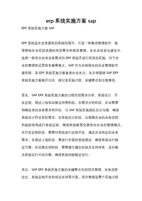 erp系统实施方案 sap