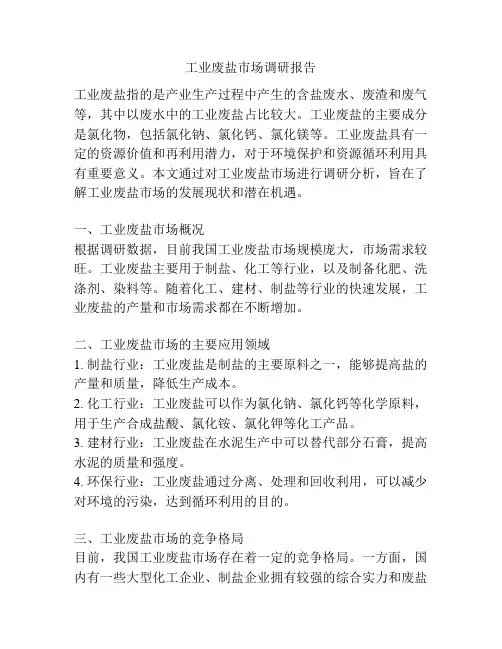 工业废盐市场调研报告