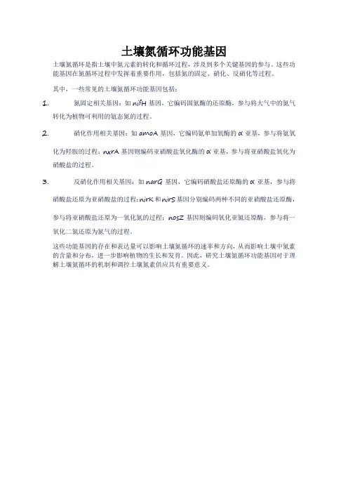 土壤氮循环功能基因