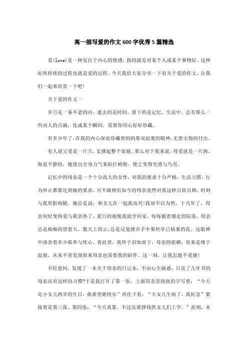 高一描写爱的作文600字优秀5篇精选