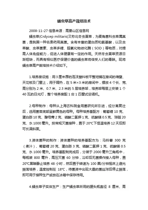 蛹虫草高产栽培技术