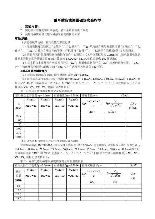 霍耳效应法测量磁场