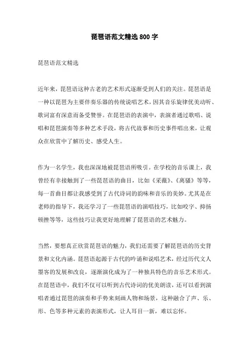 琵琶语范文精选800字