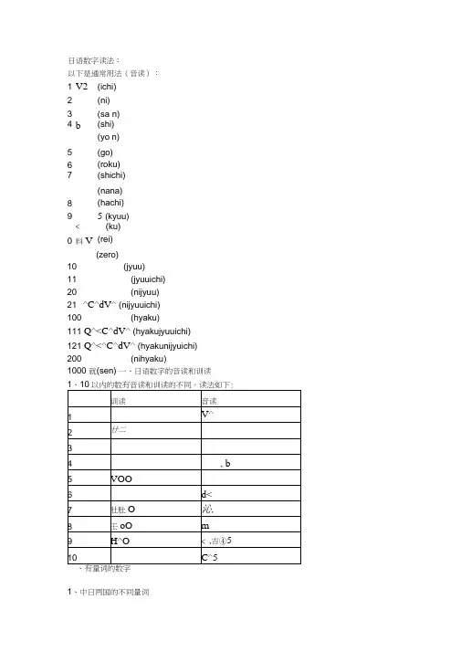 日文数字发音