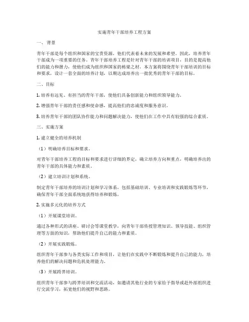 实施青年干部培养工程方案