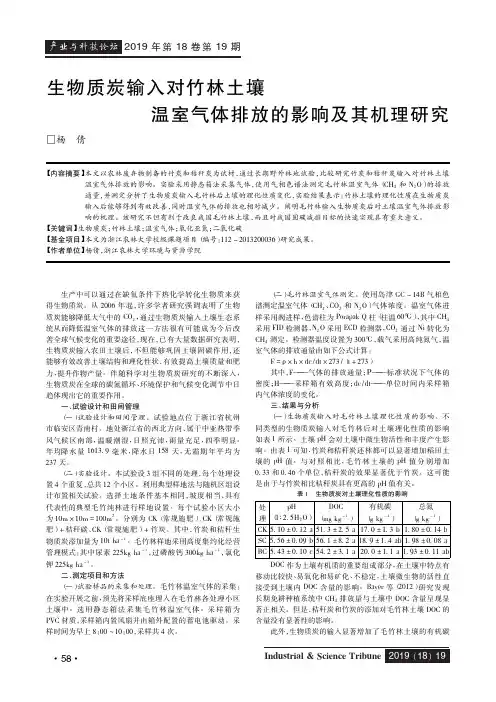生物质炭输入对竹林土壤温室气体排放的影响及其机理研究