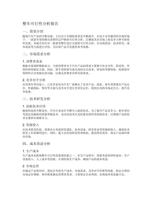 整车可行性分析报告