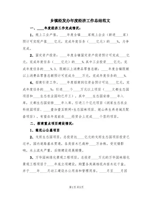 乡镇经发办年度经济工作总结范文(2篇)