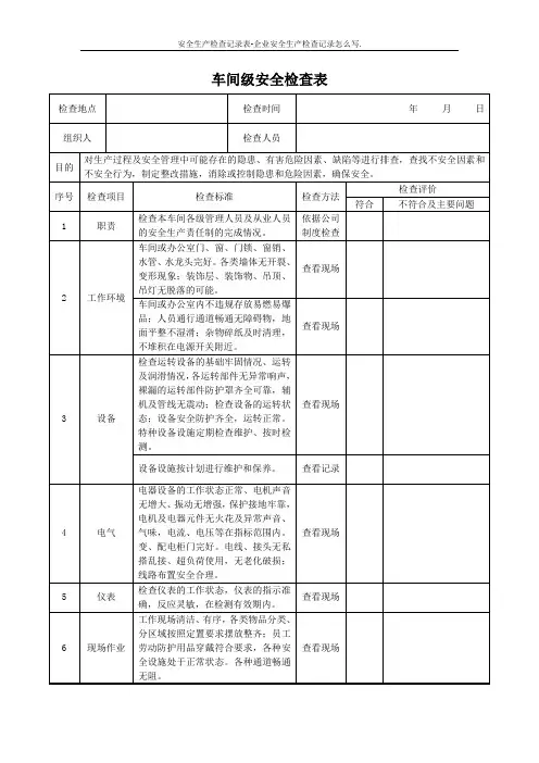 安全生产检查记录表-企业安全生产检查记录怎么写