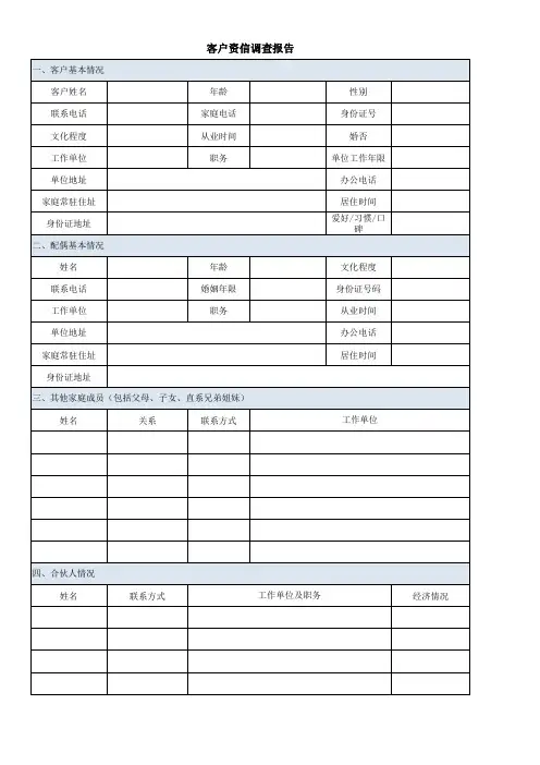 01客户资信调查报告