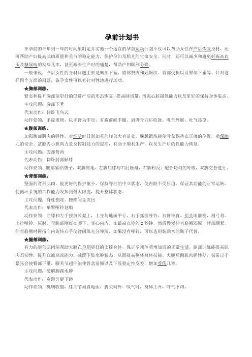 孕前计划书
