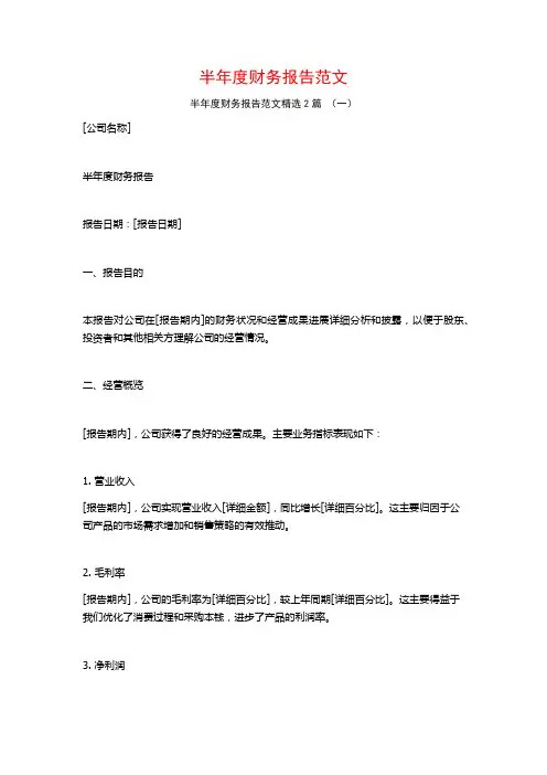 半年度财务报告范文2篇