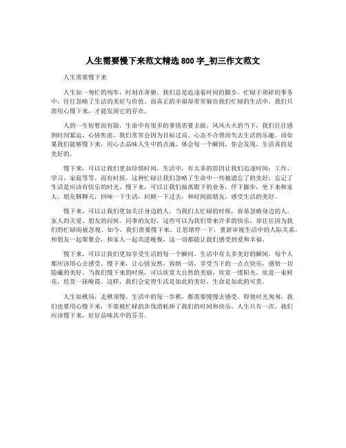 人生需要慢下来范文精选800字_初三作文范文