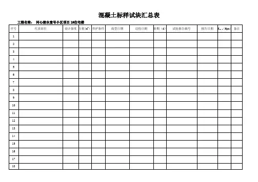 砼试块(标养)台账