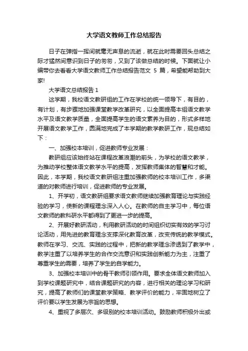 大学语文教师工作总结报告