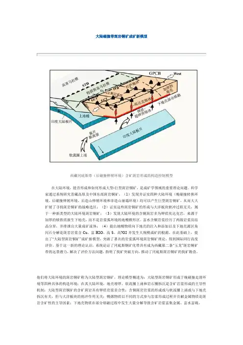 大陆碰撞带斑岩铜矿成矿新模型