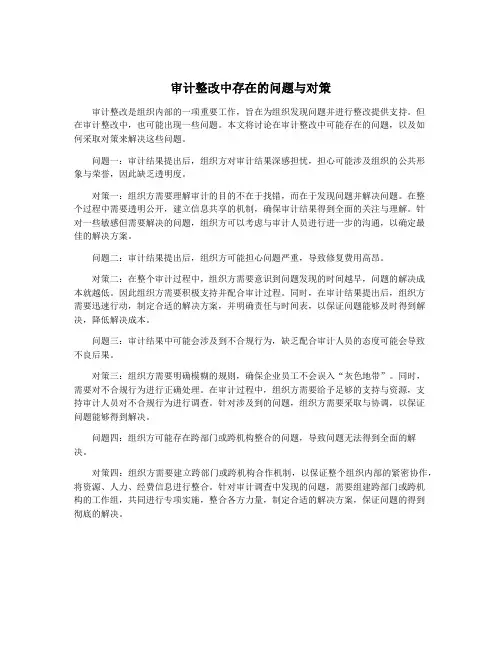 审计整改中存在的问题与对策