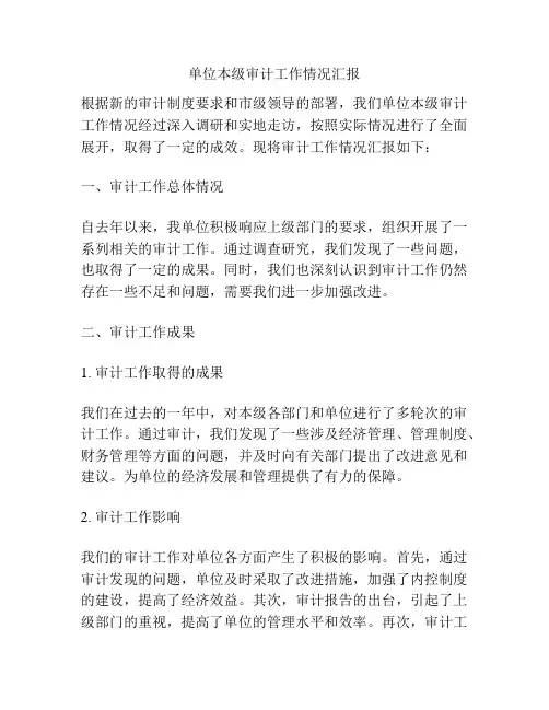 单位本级审计工作情况汇报