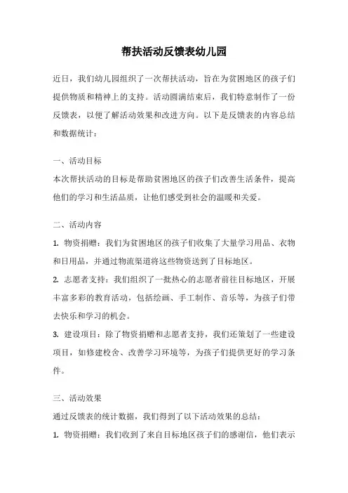 帮扶活动反馈表幼儿园