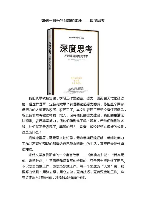 如何一眼看到问题的本质——深度思考