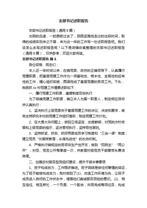 支部书记述职报告