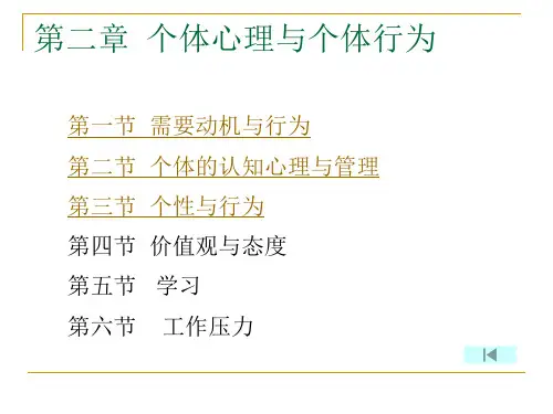 组织行为学 第二章 个体心理与个体行为 PPT课件