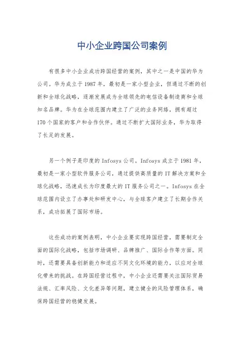中小企业跨国公司案例