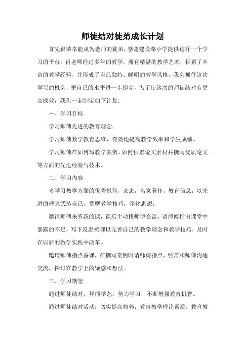 师徒结对徒弟成长计划