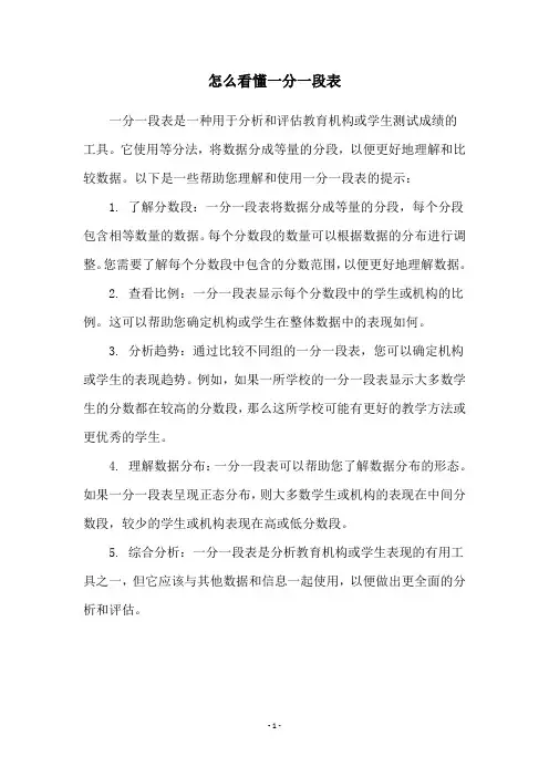 怎么看懂一分一段表