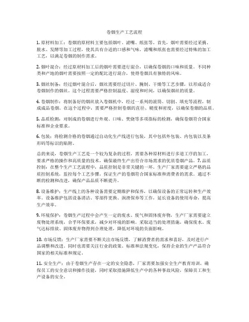卷烟生产工艺流程
