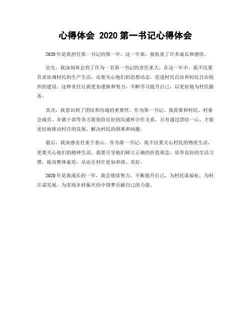 心得体会 2020第一书记心得体会