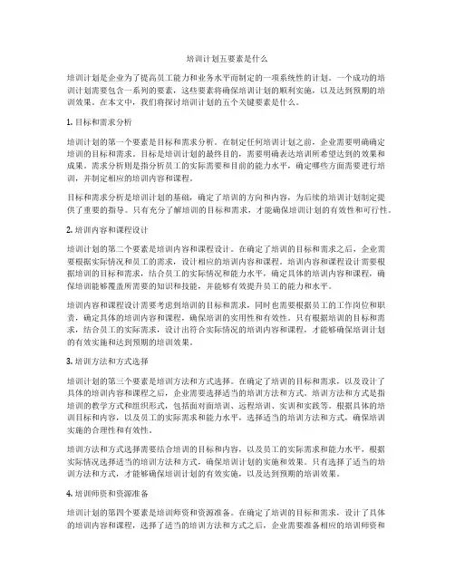 培训计划五要素是什么