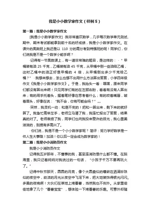 我是小小数学家作文（样例5）