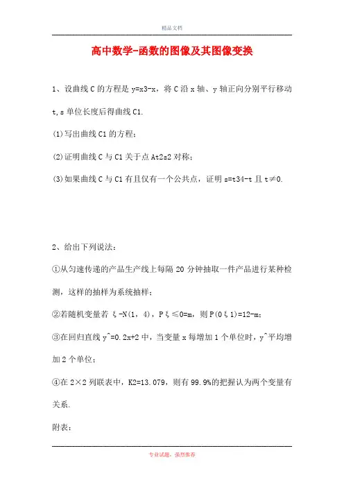 2021高中数学-函数的图像及其图像变换(精选试题)