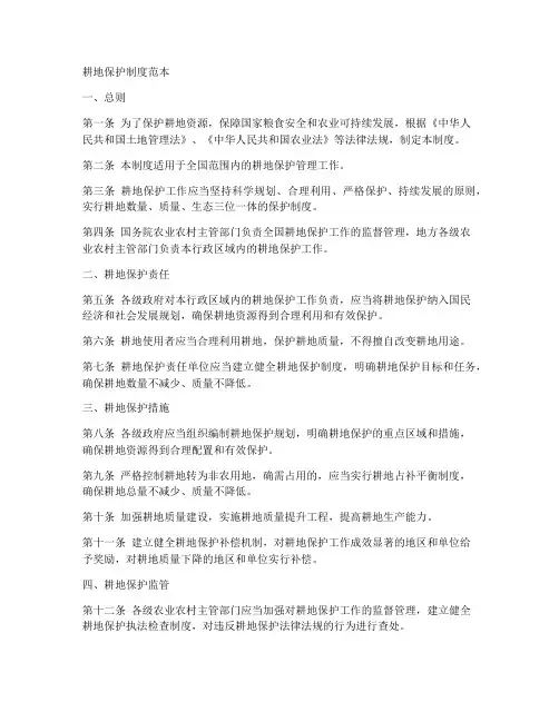 耕地保护制度范本