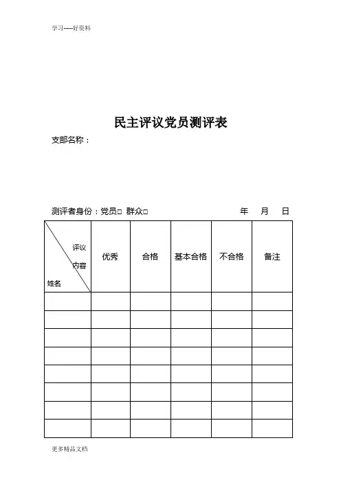最新最新民主评议党员测评表