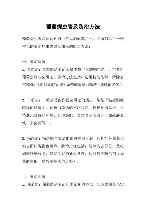 葡萄病虫害及防治方法