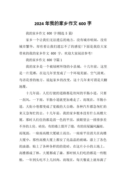2024年我的家乡作文600字