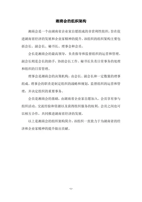 湘商会的组织架构