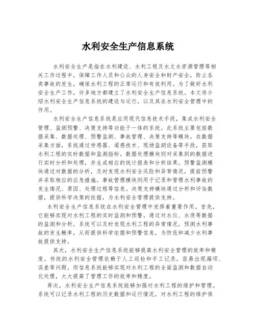 水利安全生产信息系统