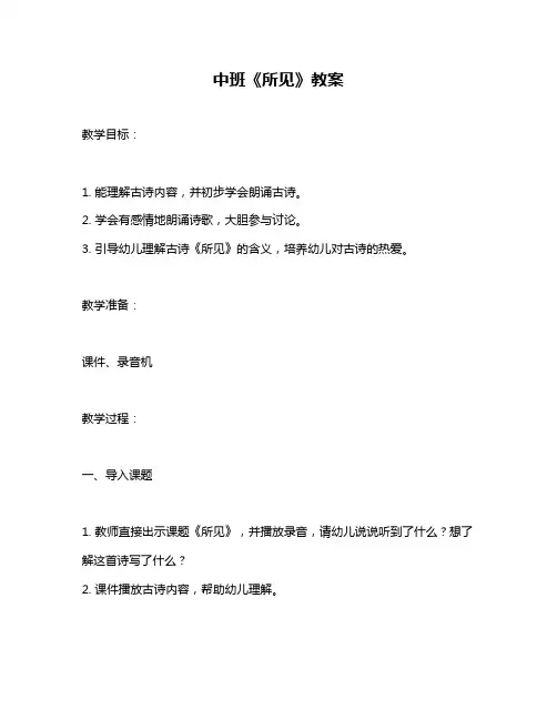 中班《所见》教案