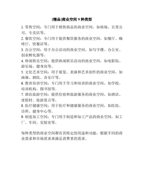 [精品]商业空间9种类型
