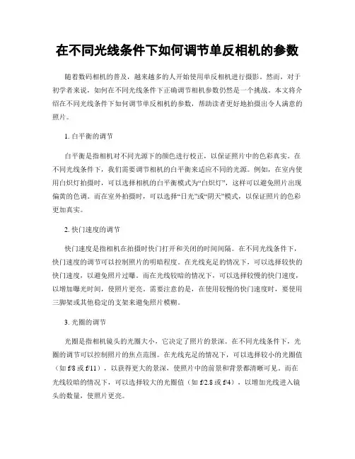 在不同光线条件下如何调节单反相机的参数