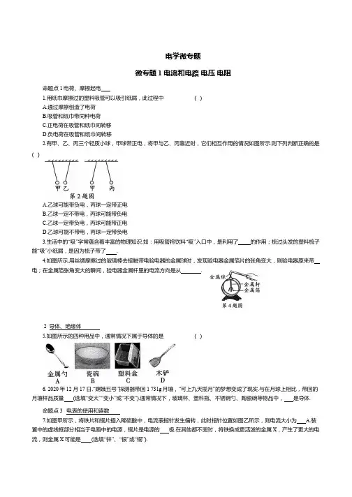2024年中考物理二轮专题练习--电学微专题