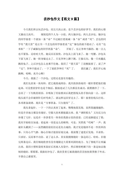 精选丢沙包作文【范文9篇】