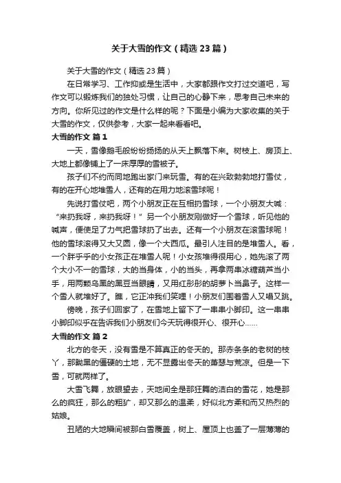 关于大雪的作文（精选23篇）