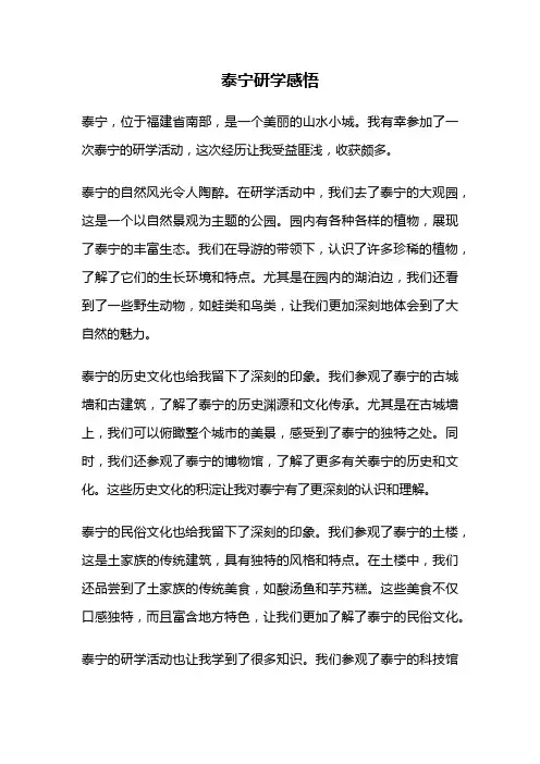泰宁研学感悟