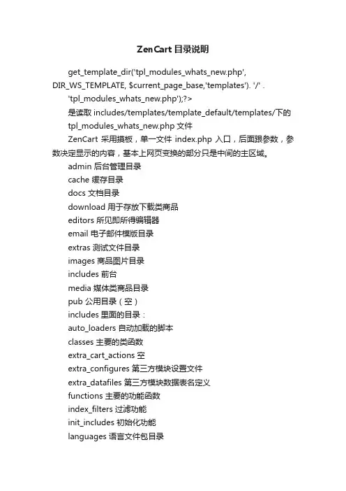 ZenCart目录说明
