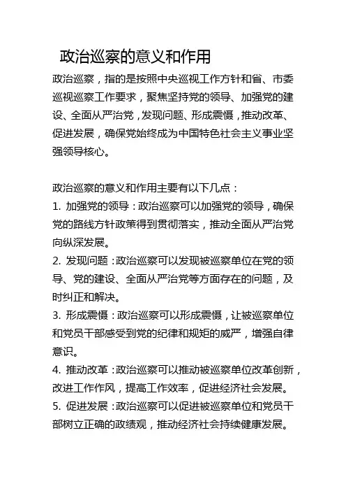 政治巡察的意义和作用